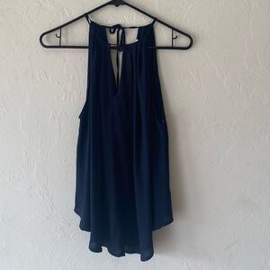 Lush navy blue spaghetti strap halter top tank shirt S. minimalist
